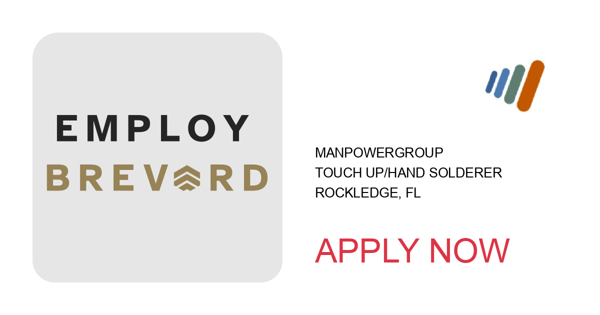 Apply to Touch Up/Hand Solderer position with ManpowerGroup in Rockledge, FL