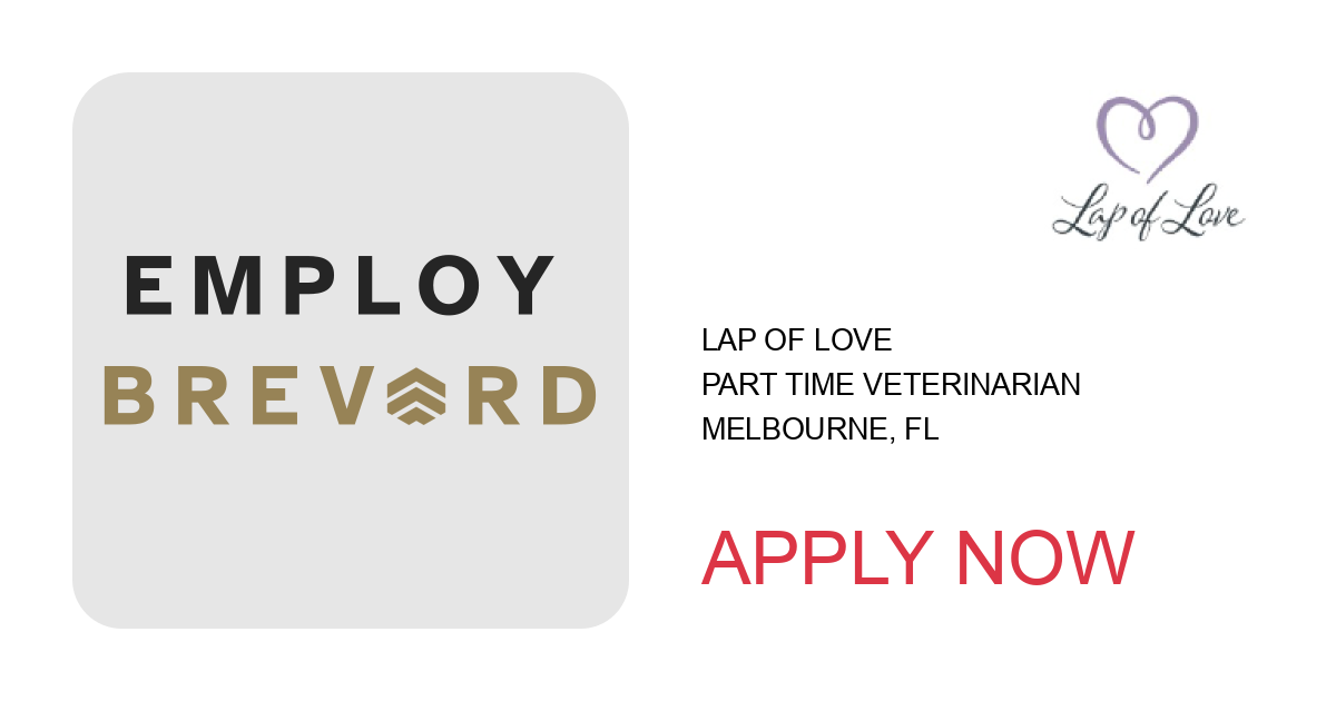 Apply to Part Time Veterinarian position with Lap of Love in Melbourne, FL