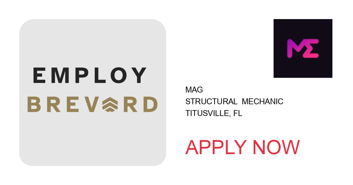 Apply to Structural  Mechanic position with MAG in Titusville, FL