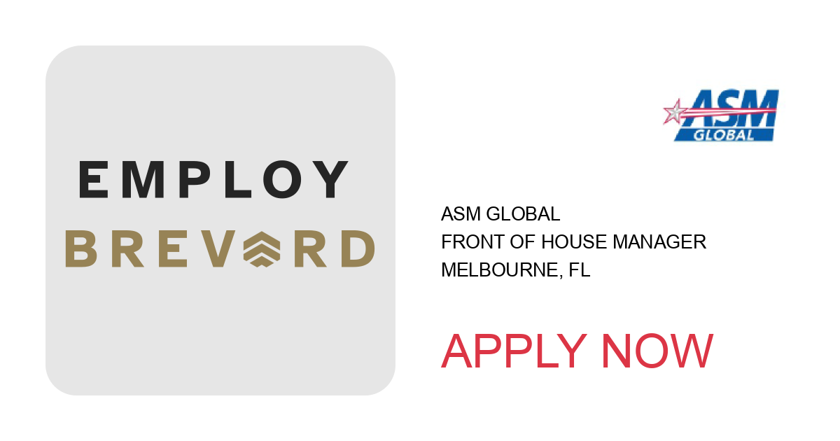 Apply to Front of House Manager position with ASM Global in Melbourne, FL